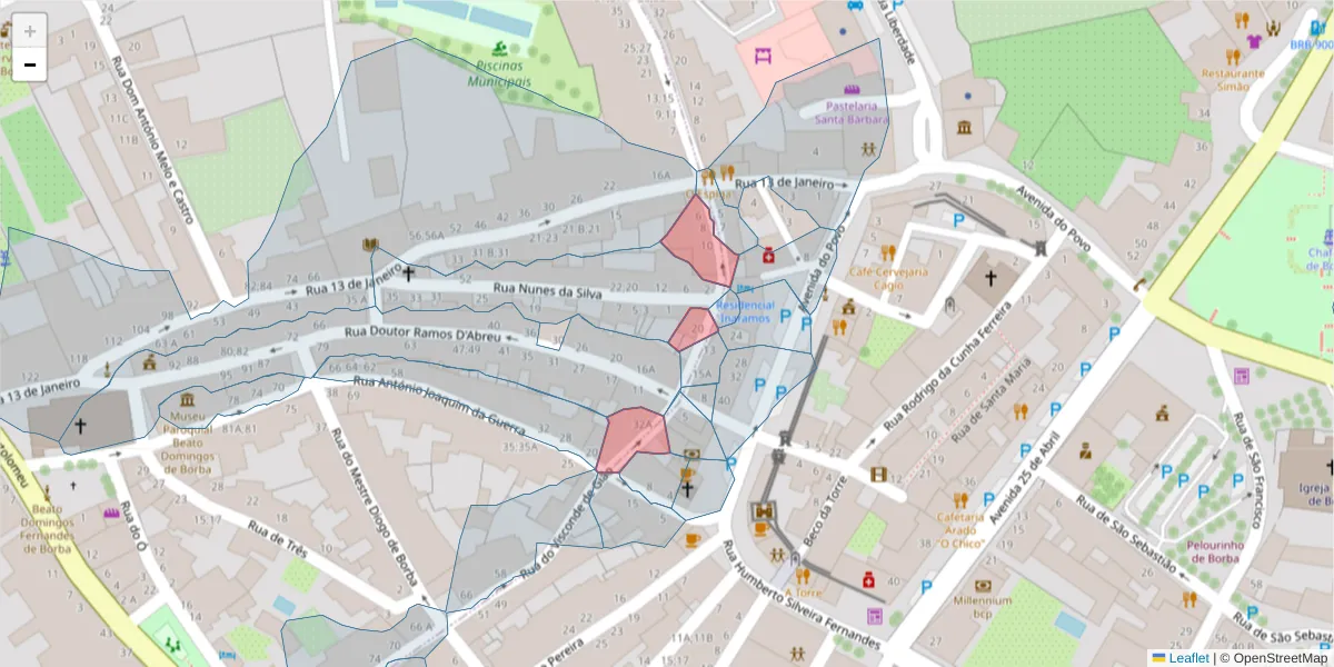 Mapa detalhado do código postal 7150-146 com limites, códigos postais vizinhos e agências dos correios