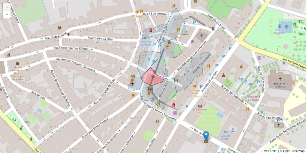 Mapa detalhado do código postal 7150-175 com limites, códigos postais vizinhos e agências dos correios