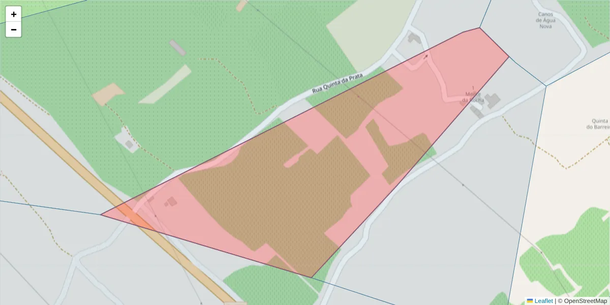 Mapa detalhado do código postal 7150-223 com limites, códigos postais vizinhos e agências dos correios