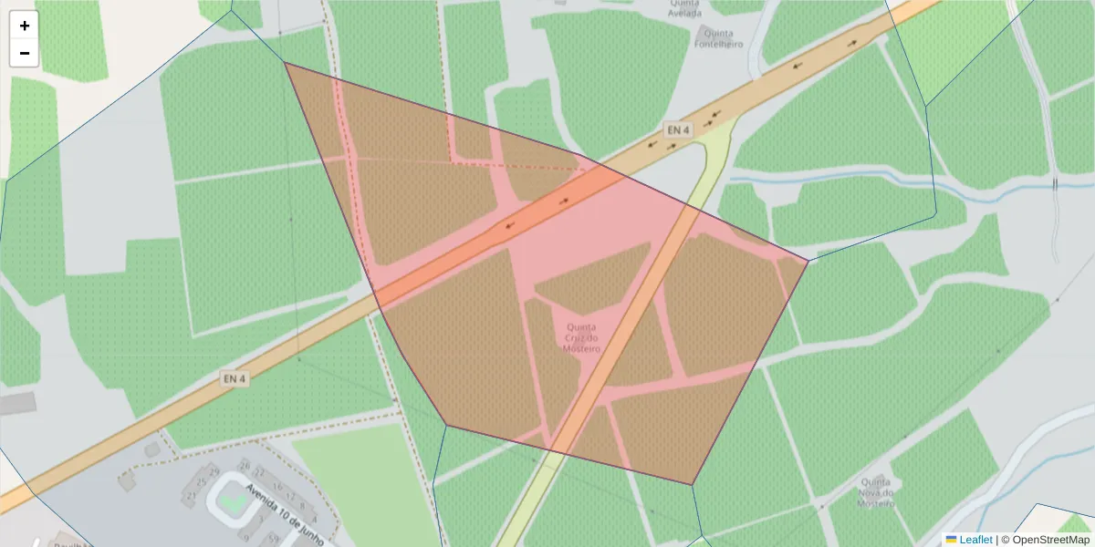 Mapa detalhado do código postal 7150-234 com limites, códigos postais vizinhos e agências dos correios