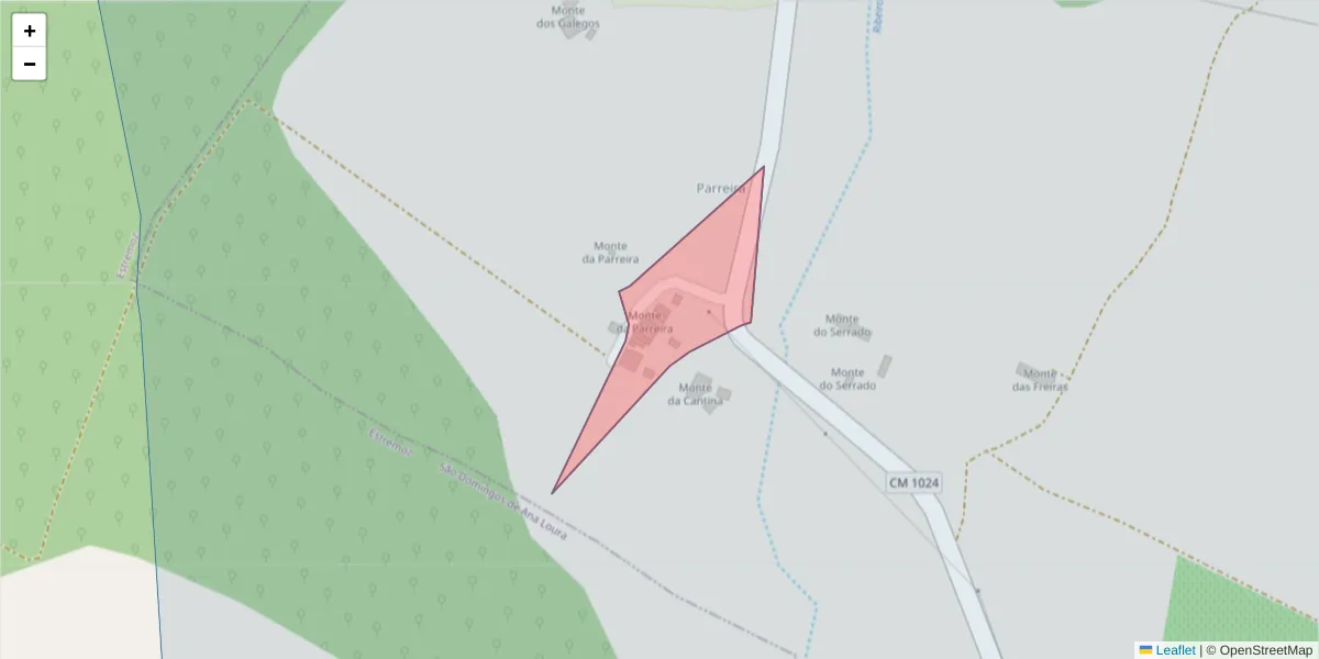 Mapa detalhado do código postal 7150-284 com limites, códigos postais vizinhos e agências dos correios