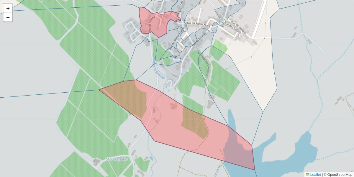 Mapa detalhado do código postal 7150-369 com limites, códigos postais vizinhos e agências dos correios