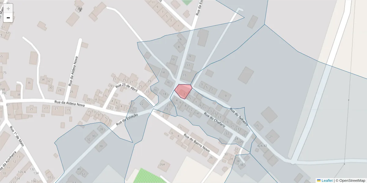 Mapa detalhado do código postal 7150-375;7150-376 com limites, códigos postais vizinhos e agências dos correios