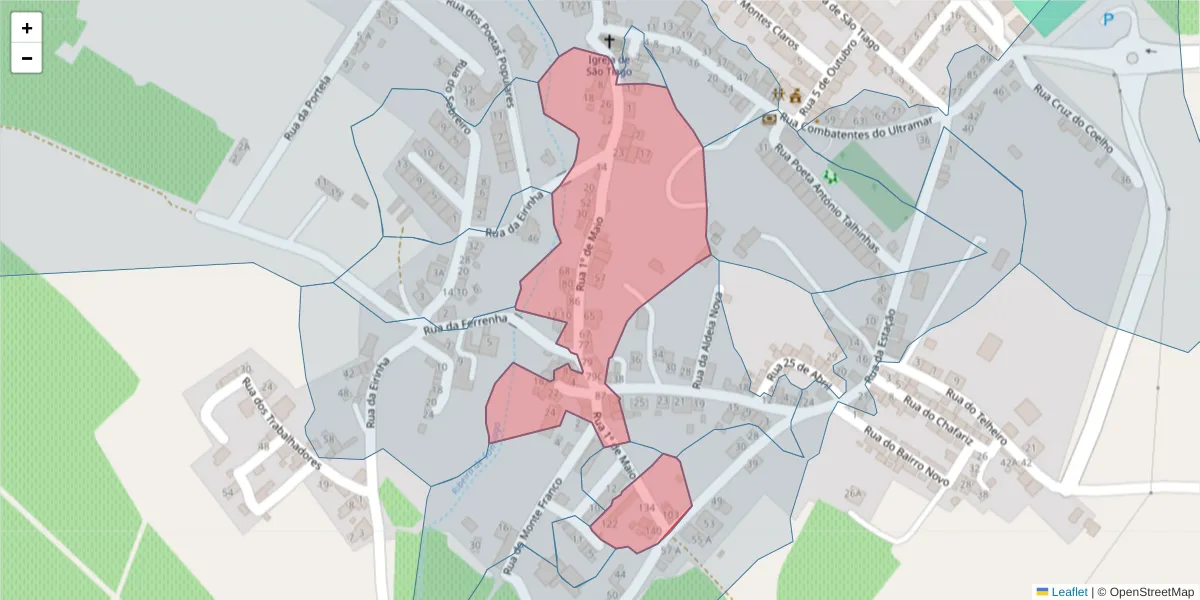 Mapa detalhado do código postal 7150-379 com limites, códigos postais vizinhos e agências dos correios