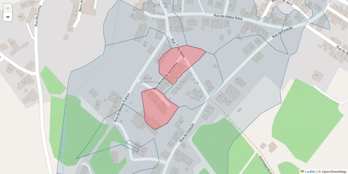 Mapa detalhado do código postal 7150-381 com limites, códigos postais vizinhos e agências dos correios