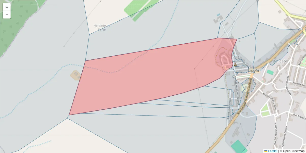 Mapa detalhado do código postal 7160-060 com limites, códigos postais vizinhos e agências dos correios
