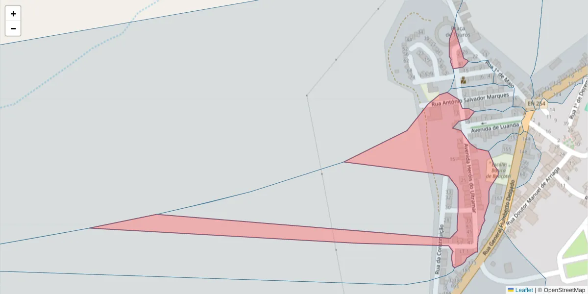 Mapa detalhado do código postal 7160-074 com limites, códigos postais vizinhos e agências dos correios