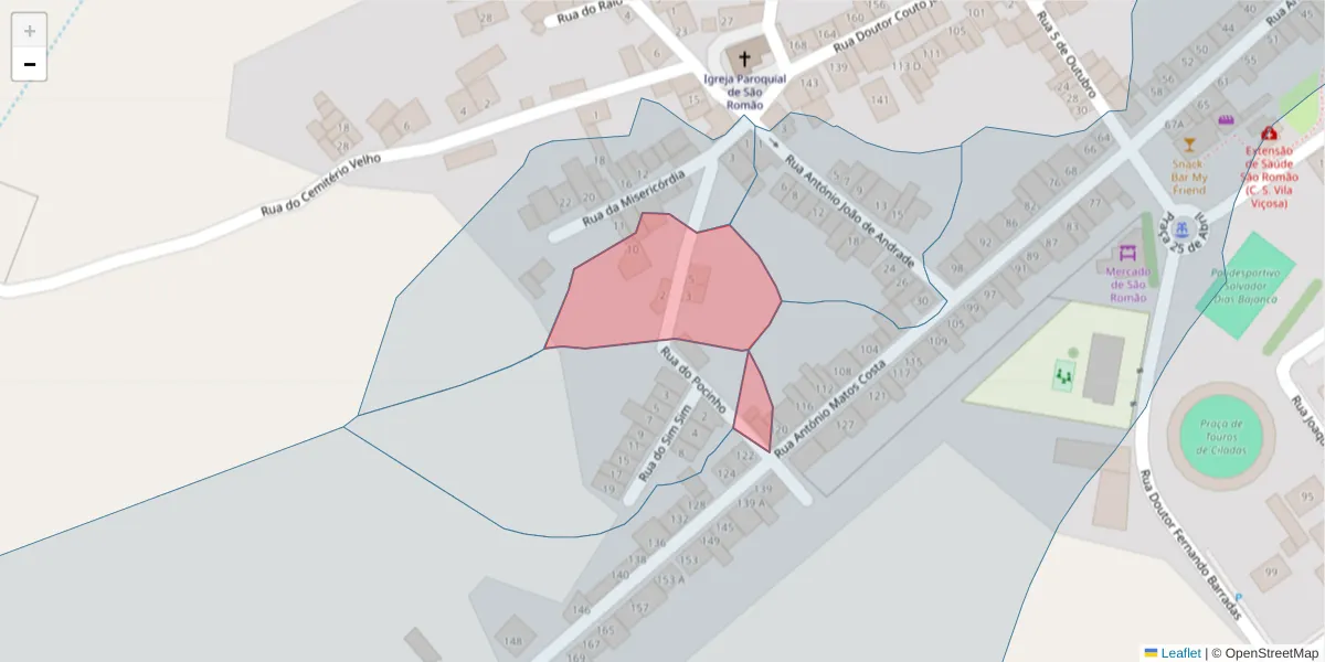 Mapa detalhado do código postal 7160-126 com limites, códigos postais vizinhos e agências dos correios