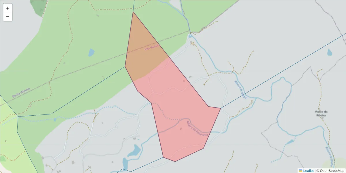 Mapa detalhado do código postal 7160-210 com limites, códigos postais vizinhos e agências dos correios