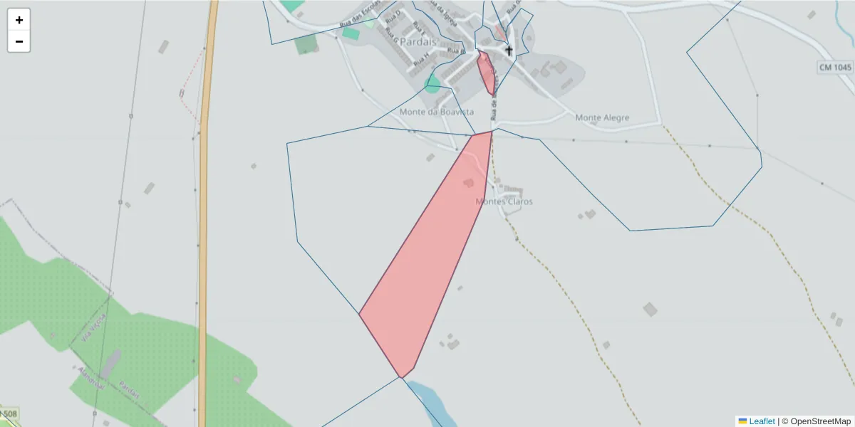 Mapa detalhado do código postal 7160-359 com limites, códigos postais vizinhos e agências dos correios