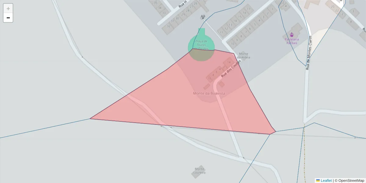 Mapa detalhado do código postal 7160-361 com limites, códigos postais vizinhos e agências dos correios