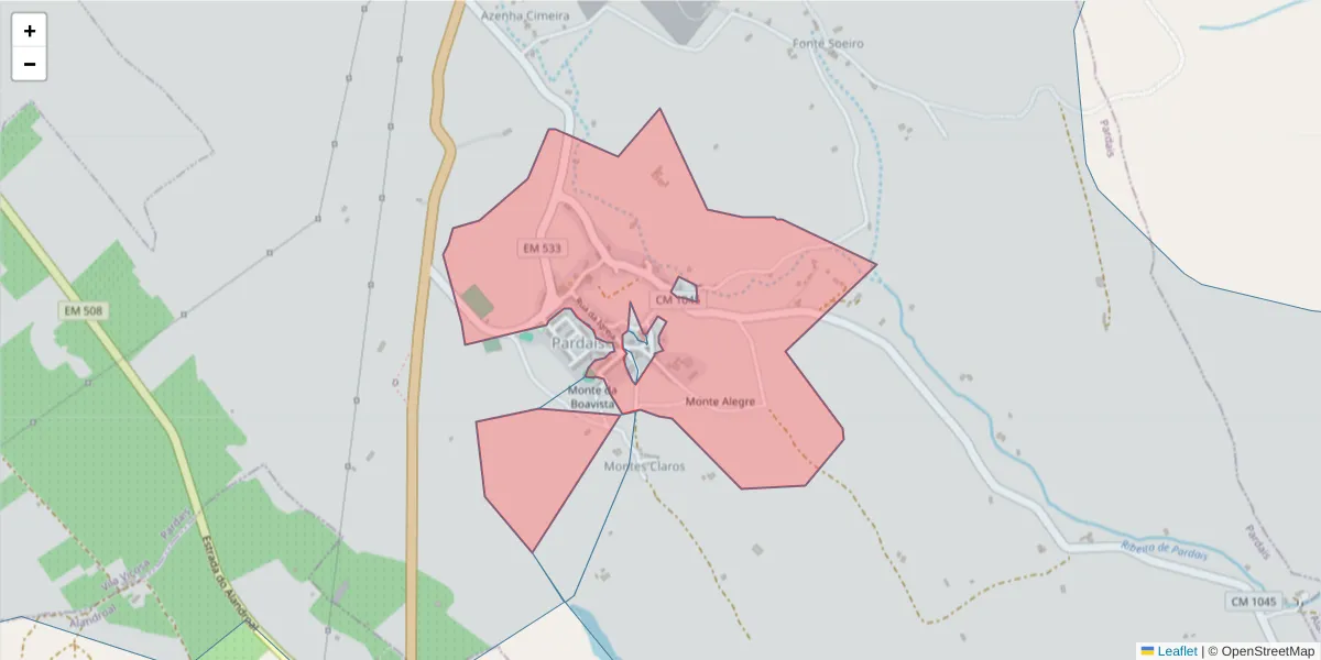 Mapa detalhado do código postal 7160-364 com limites, códigos postais vizinhos e agências dos correios