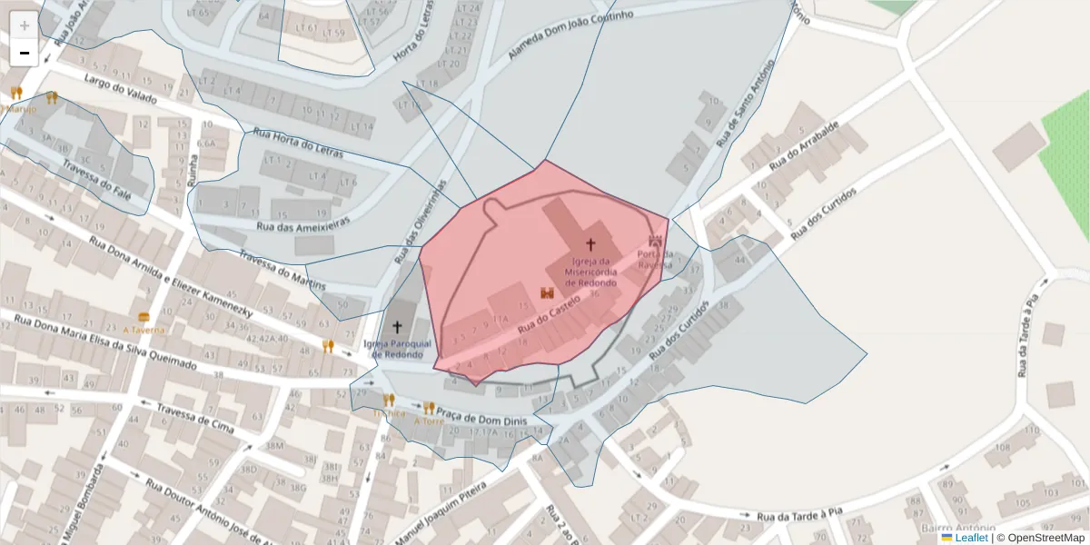 Mapa detalhado do código postal 7170-055 com limites, códigos postais vizinhos e agências dos correios