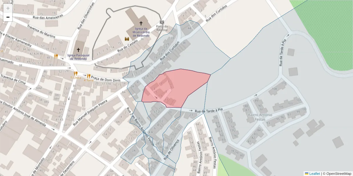 Mapa detalhado do código postal 7170-060 com limites, códigos postais vizinhos e agências dos correios