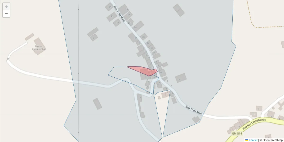 Mapa detalhado do código postal 7200-106 com limites, códigos postais vizinhos e agências dos correios