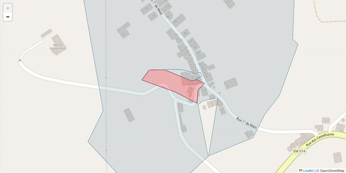 Mapa detalhado do código postal 7200-110 com limites, códigos postais vizinhos e agências dos correios