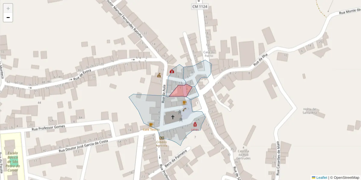 Mapa detalhado do código postal 7200-120 com limites, códigos postais vizinhos e agências dos correios