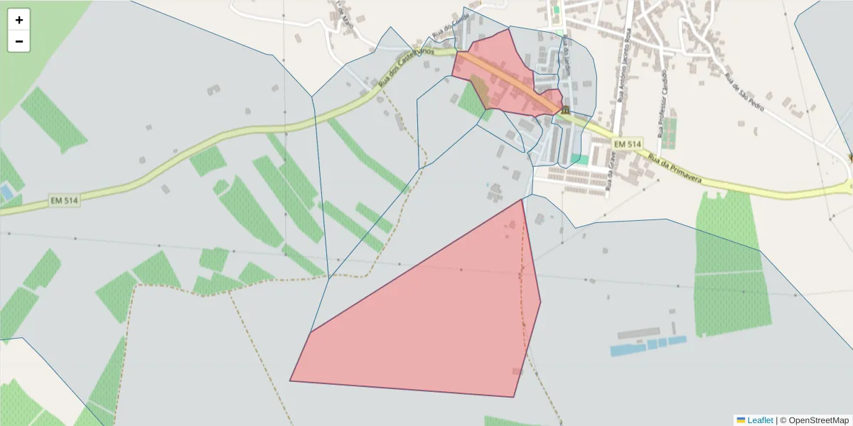 Mapa detalhado do código postal 7200-126 com limites, códigos postais vizinhos e agências dos correios