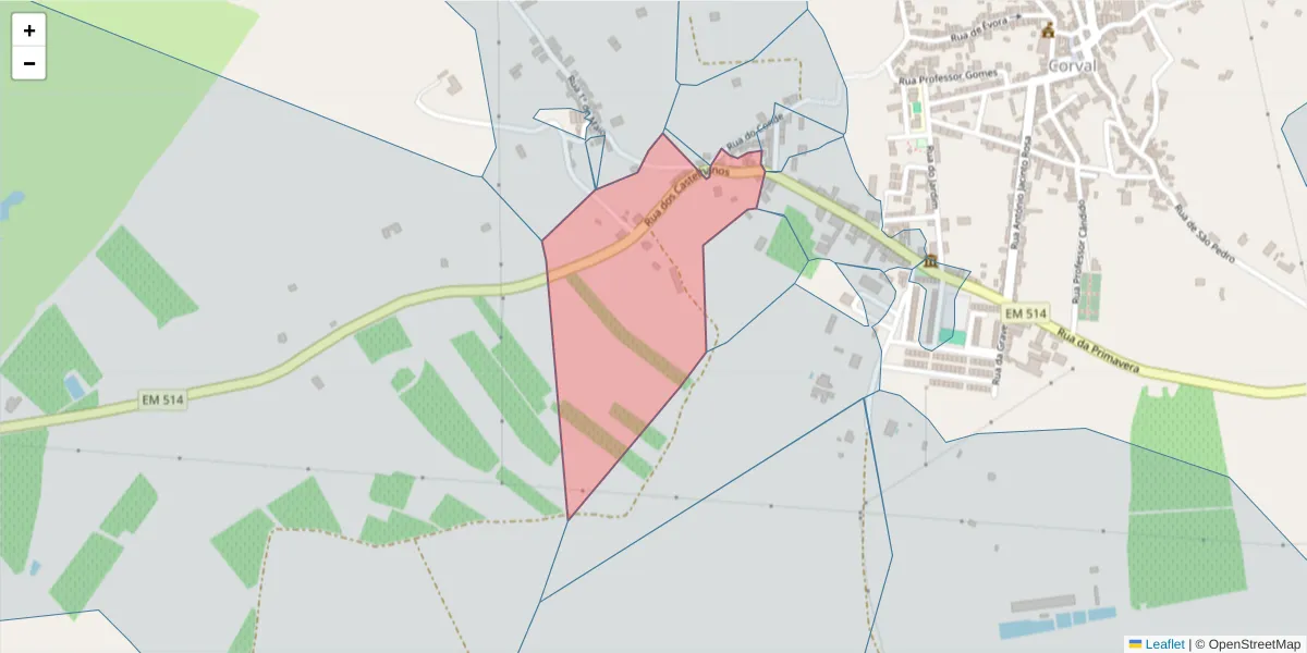 Mapa detalhado do código postal 7200-138 com limites, códigos postais vizinhos e agências dos correios