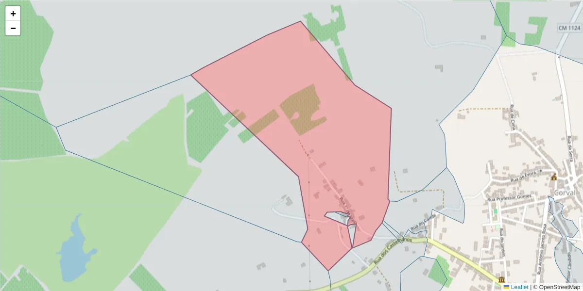 Mapa detalhado do código postal 7200-142 com limites, códigos postais vizinhos e agências dos correios