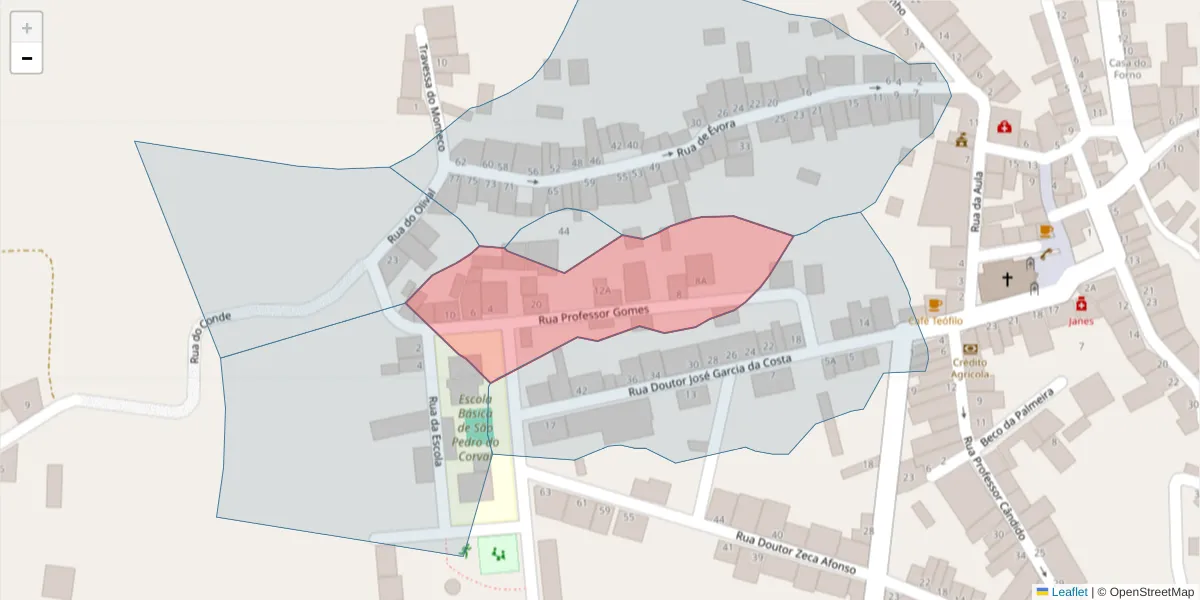 Mapa detalhado do código postal 7200-144 com limites, códigos postais vizinhos e agências dos correios