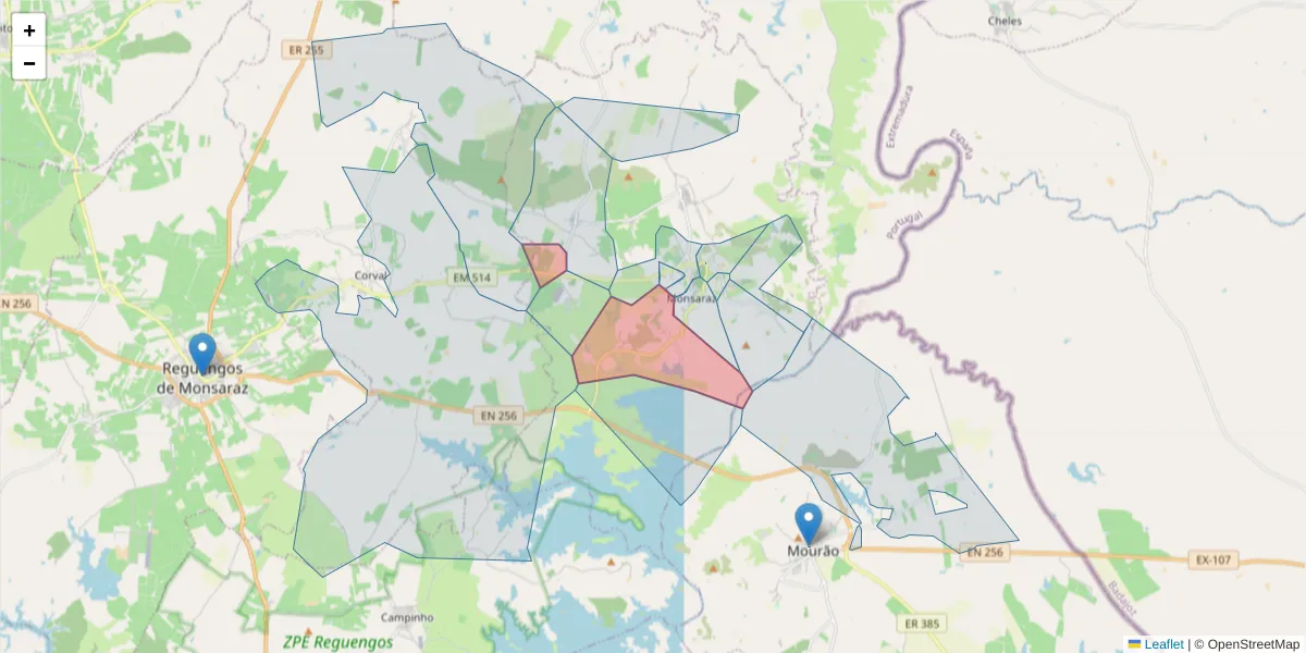 Mapa detalhado do código postal 7200-178 com limites, códigos postais vizinhos e agências dos correios