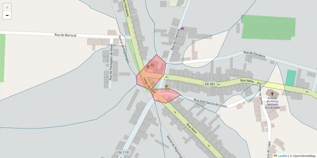 Mapa detalhado do código postal 7200-221 com limites, códigos postais vizinhos e agências dos correios