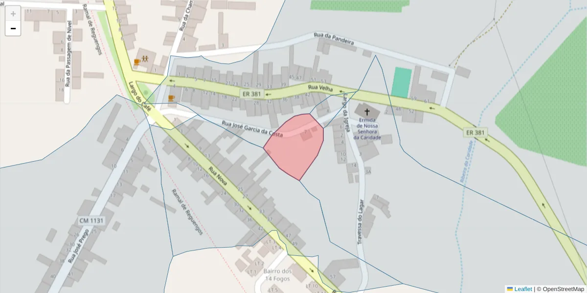Mapa detalhado do código postal 7200-228 com limites, códigos postais vizinhos e agências dos correios