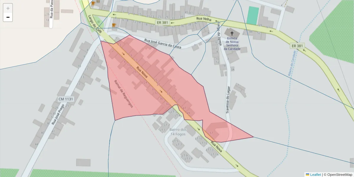 Mapa detalhado do código postal 7200-229 com limites, códigos postais vizinhos e agências dos correios