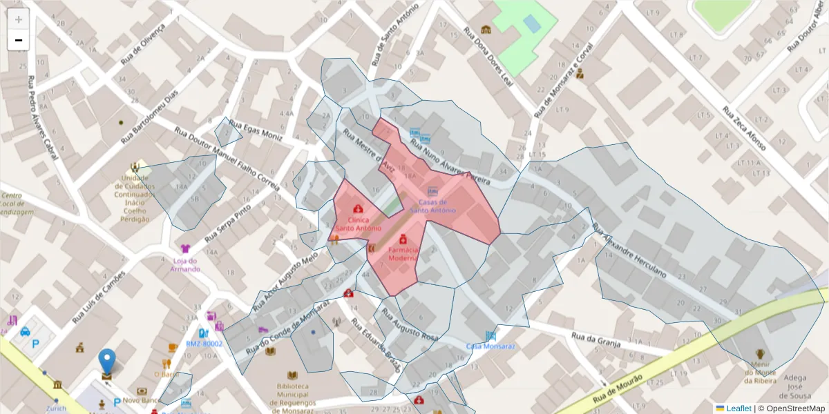 Mapa detalhado do código postal 7200-266 com limites, códigos postais vizinhos e agências dos correios