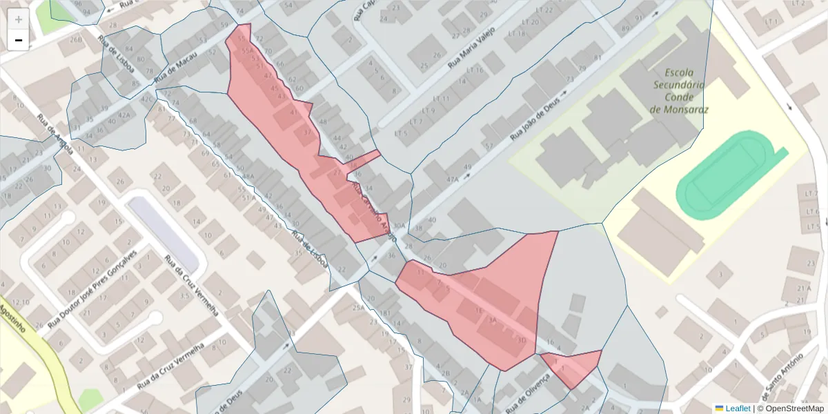 Mapa detalhado do código postal 7200-278 com limites, códigos postais vizinhos e agências dos correios