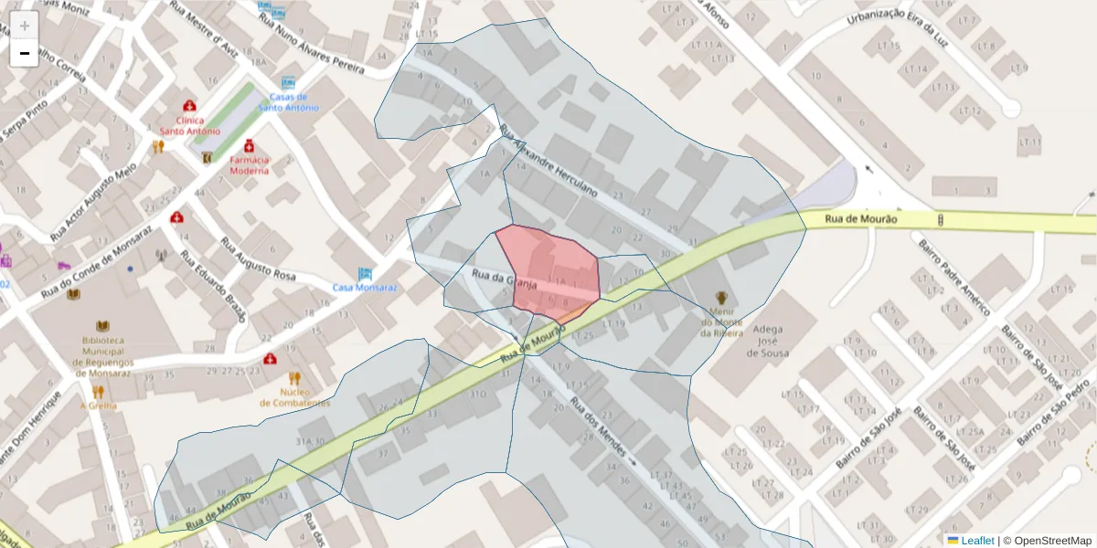 Mapa detalhado do código postal 7200-284 com limites, códigos postais vizinhos e agências dos correios