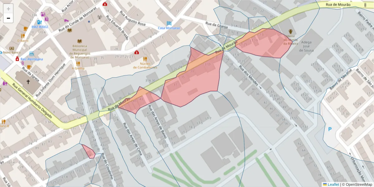 Mapa detalhado do código postal 7200-291 com limites, códigos postais vizinhos e agências dos correios