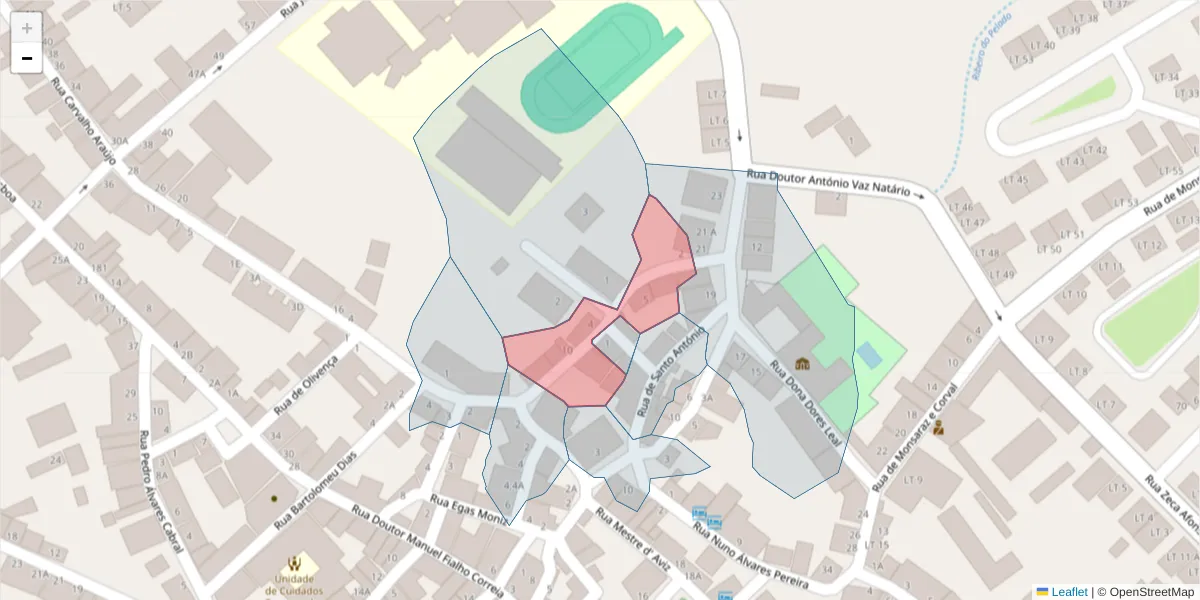 Mapa detalhado do código postal 7200-301 com limites, códigos postais vizinhos e agências dos correios