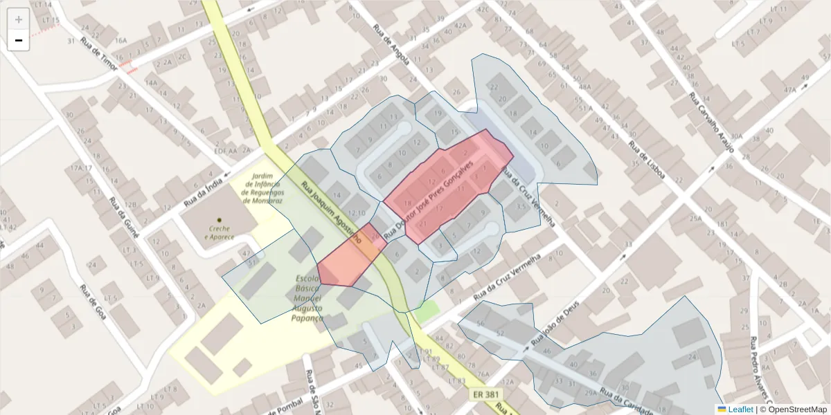 Mapa detalhado do código postal 7200-356 com limites, códigos postais vizinhos e agências dos correios