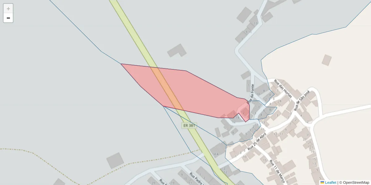Mapa detalhado do código postal 7200-365 com limites, códigos postais vizinhos e agências dos correios
