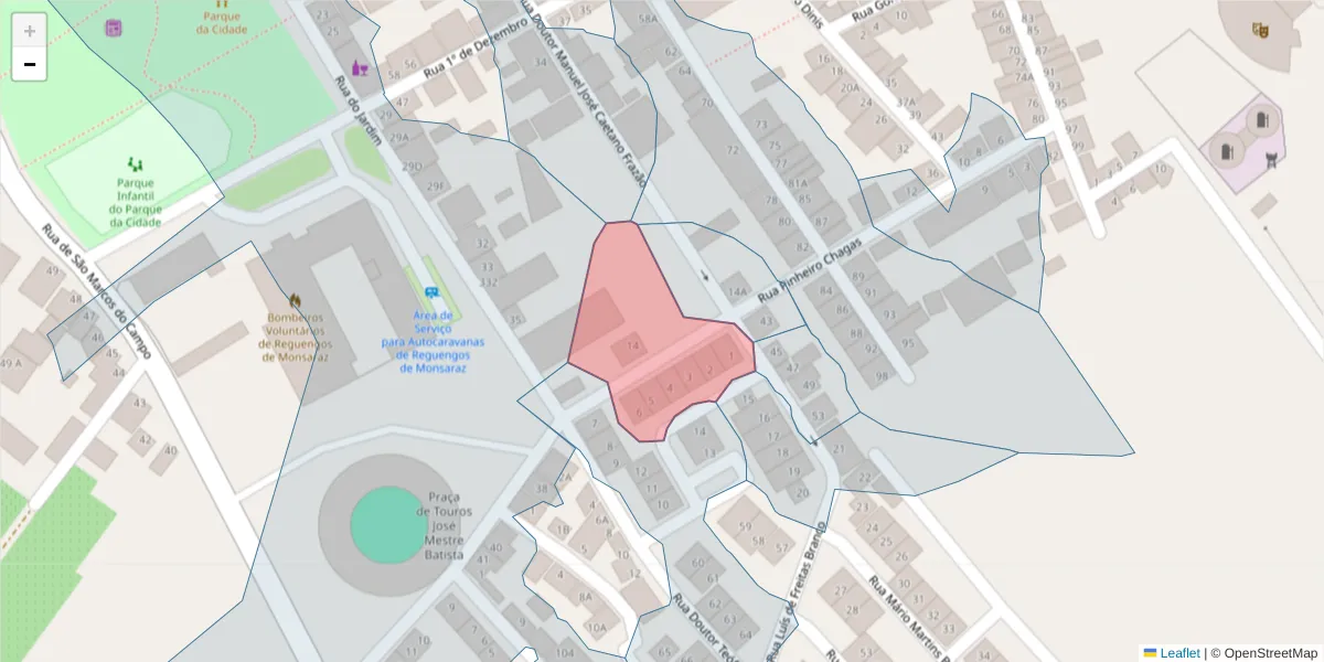 Mapa detalhado do código postal 7200-380 com limites, códigos postais vizinhos e agências dos correios