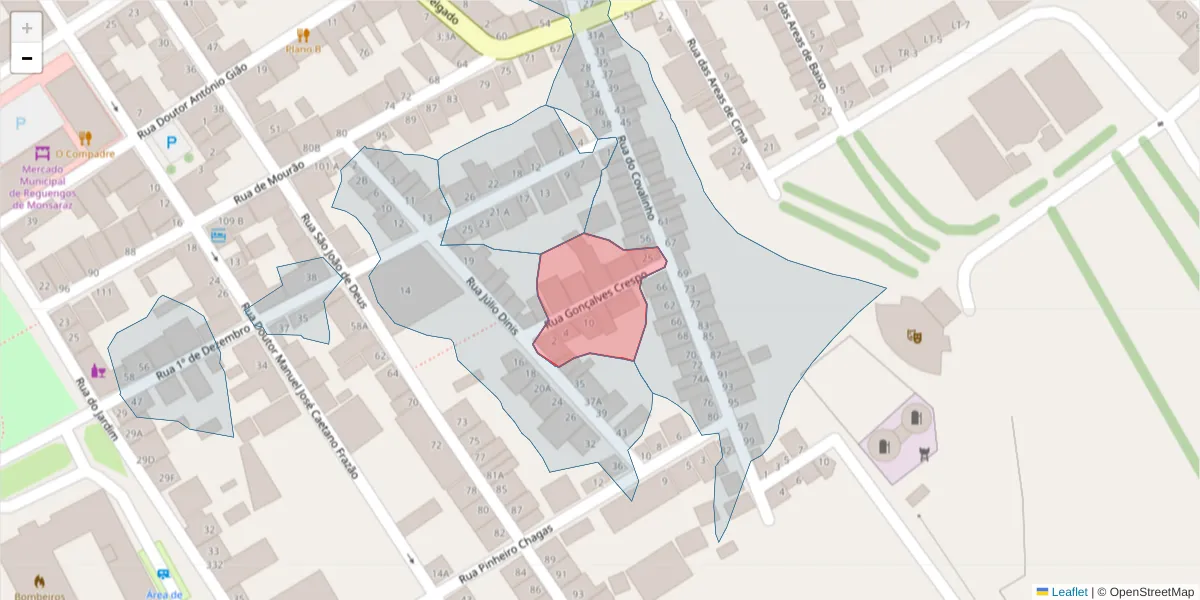 Mapa detalhado do código postal 7200-384 com limites, códigos postais vizinhos e agências dos correios