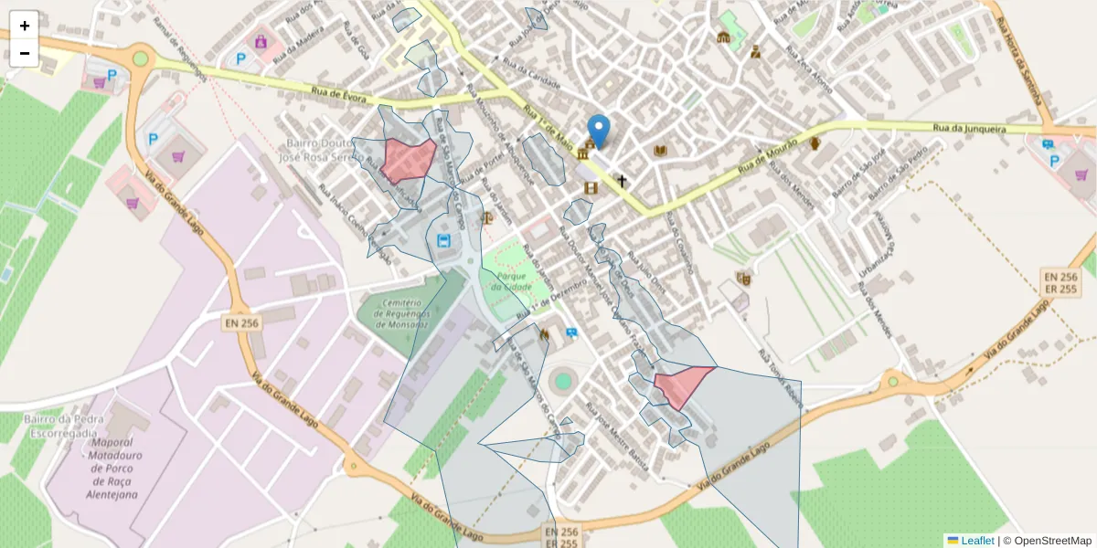 Mapa detalhado do código postal 7200-403 com limites, códigos postais vizinhos e agências dos correios