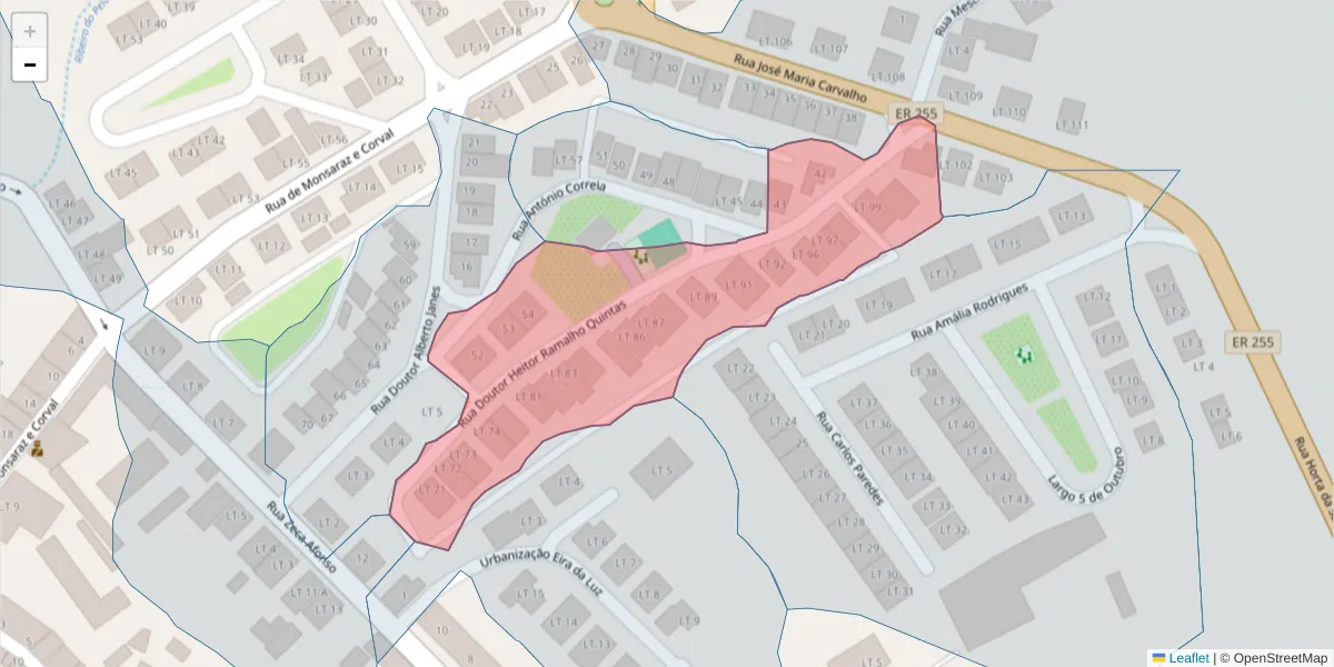 Mapa detalhado do código postal 7200-411 com limites, códigos postais vizinhos e agências dos correios