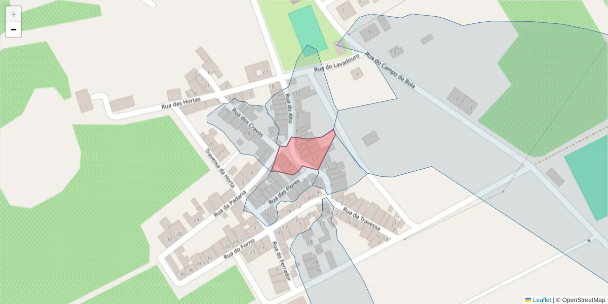 Mapa detalhado do código postal 7200-453 com limites, códigos postais vizinhos e agências dos correios