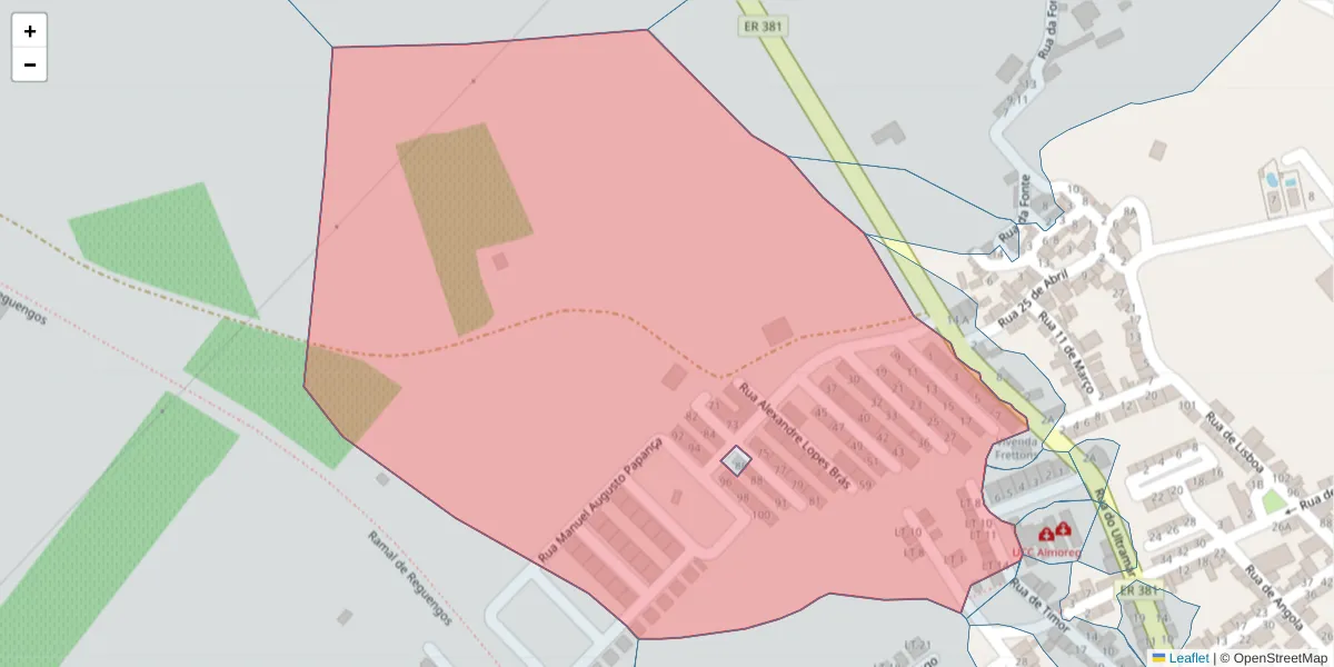 Mapa detalhado do código postal 7200-480 com limites, códigos postais vizinhos e agências dos correios