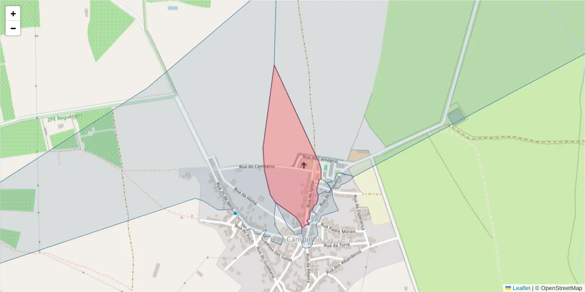 Mapa detalhado do código postal 7200-515 com limites, códigos postais vizinhos e agências dos correios