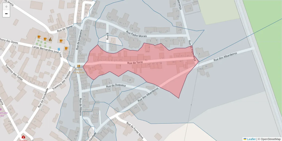 Mapa detalhado do código postal 7200-520 com limites, códigos postais vizinhos e agências dos correios