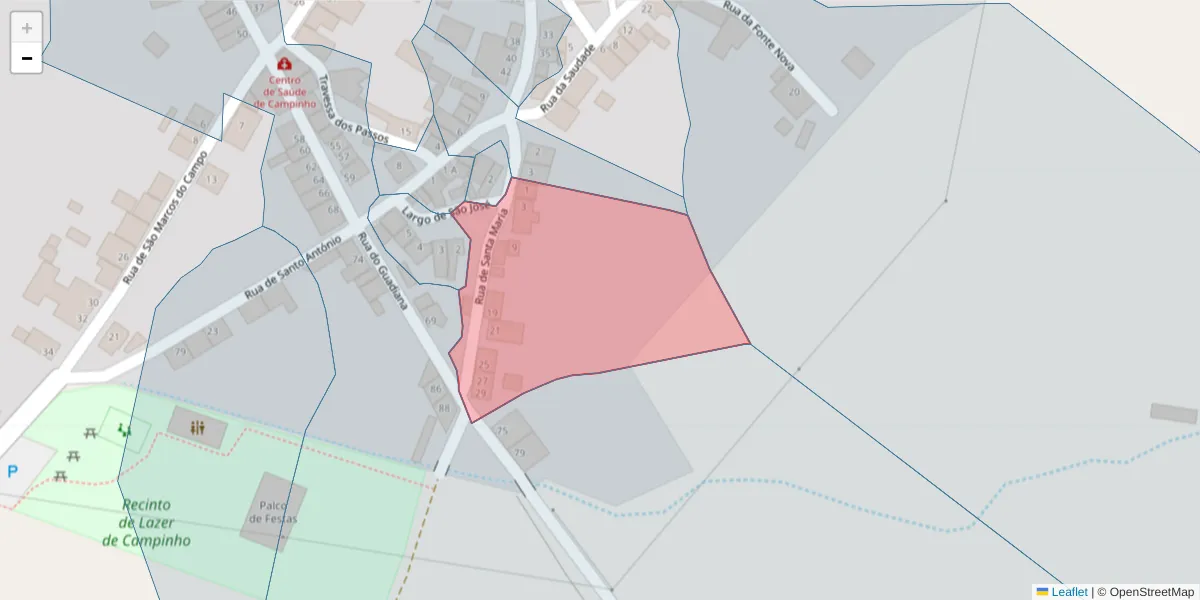 Mapa detalhado do código postal 7200-524 com limites, códigos postais vizinhos e agências dos correios