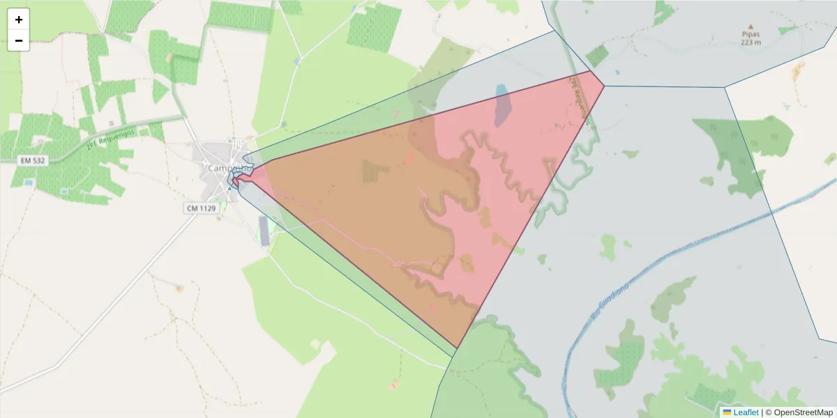 Mapa detalhado do código postal 7200-529 com limites, códigos postais vizinhos e agências dos correios
