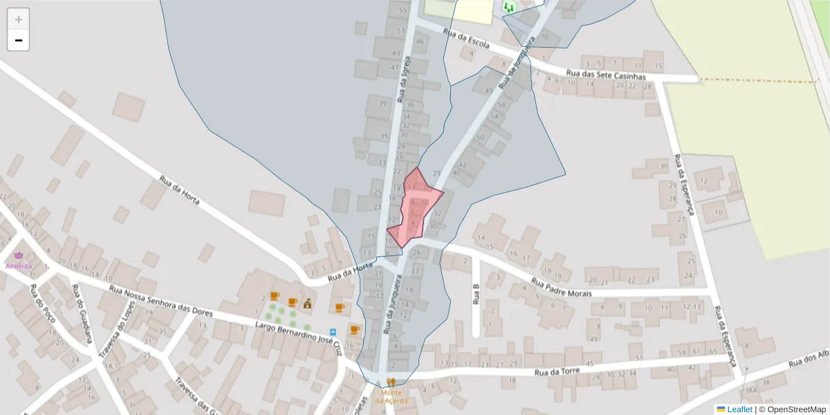 Mapa detalhado do código postal 7200-535 com limites, códigos postais vizinhos e agências dos correios