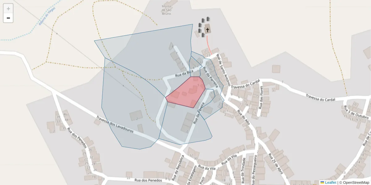 Mapa detalhado do código postal 7220-012 com limites, códigos postais vizinhos e agências dos correios