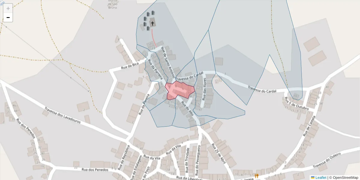 Mapa detalhado do código postal 7220-016 com limites, códigos postais vizinhos e agências dos correios