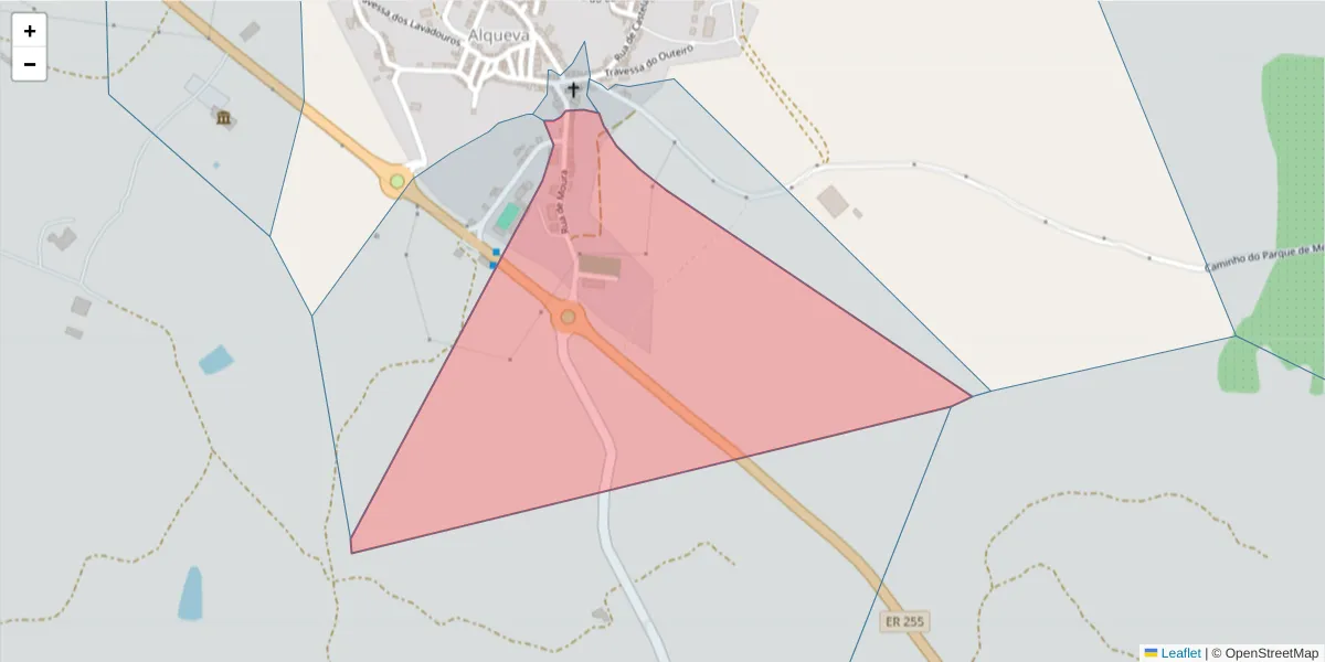 Mapa detalhado do código postal 7220-031 com limites, códigos postais vizinhos e agências dos correios
